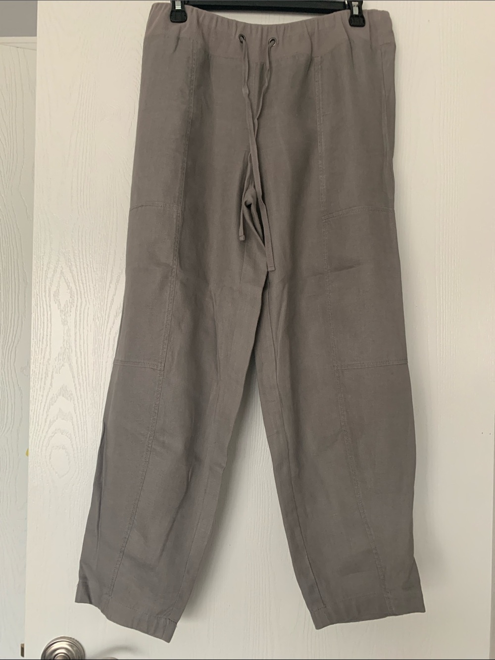 Women’s linen Relaxed Drawstring Pants - Gray